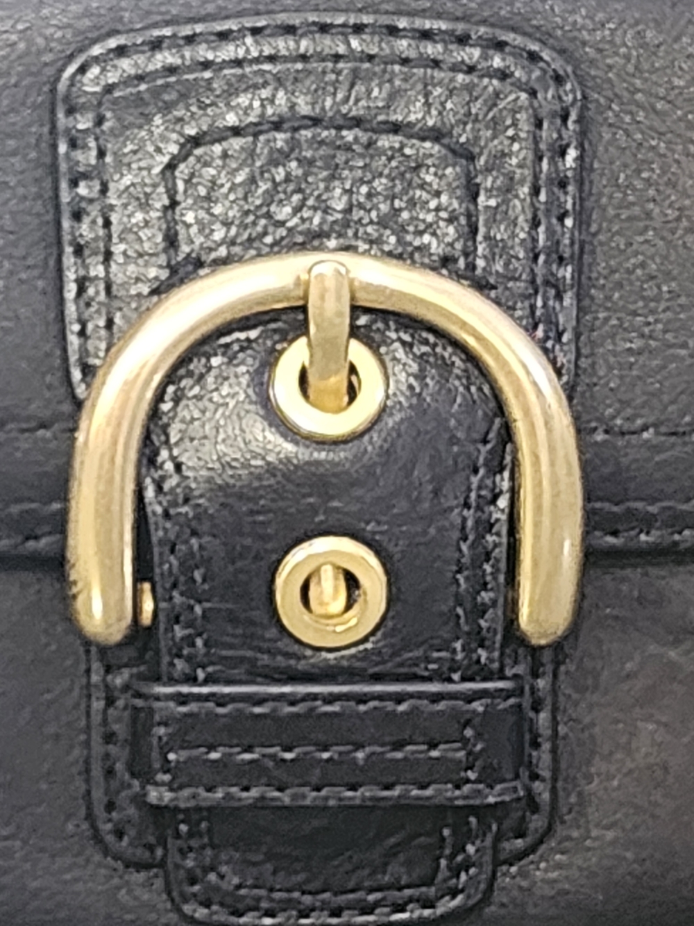 Coach Black Soho Leather Wallet with Gold-Tone Buckle- 7.5×4 - Picture 3 of 6